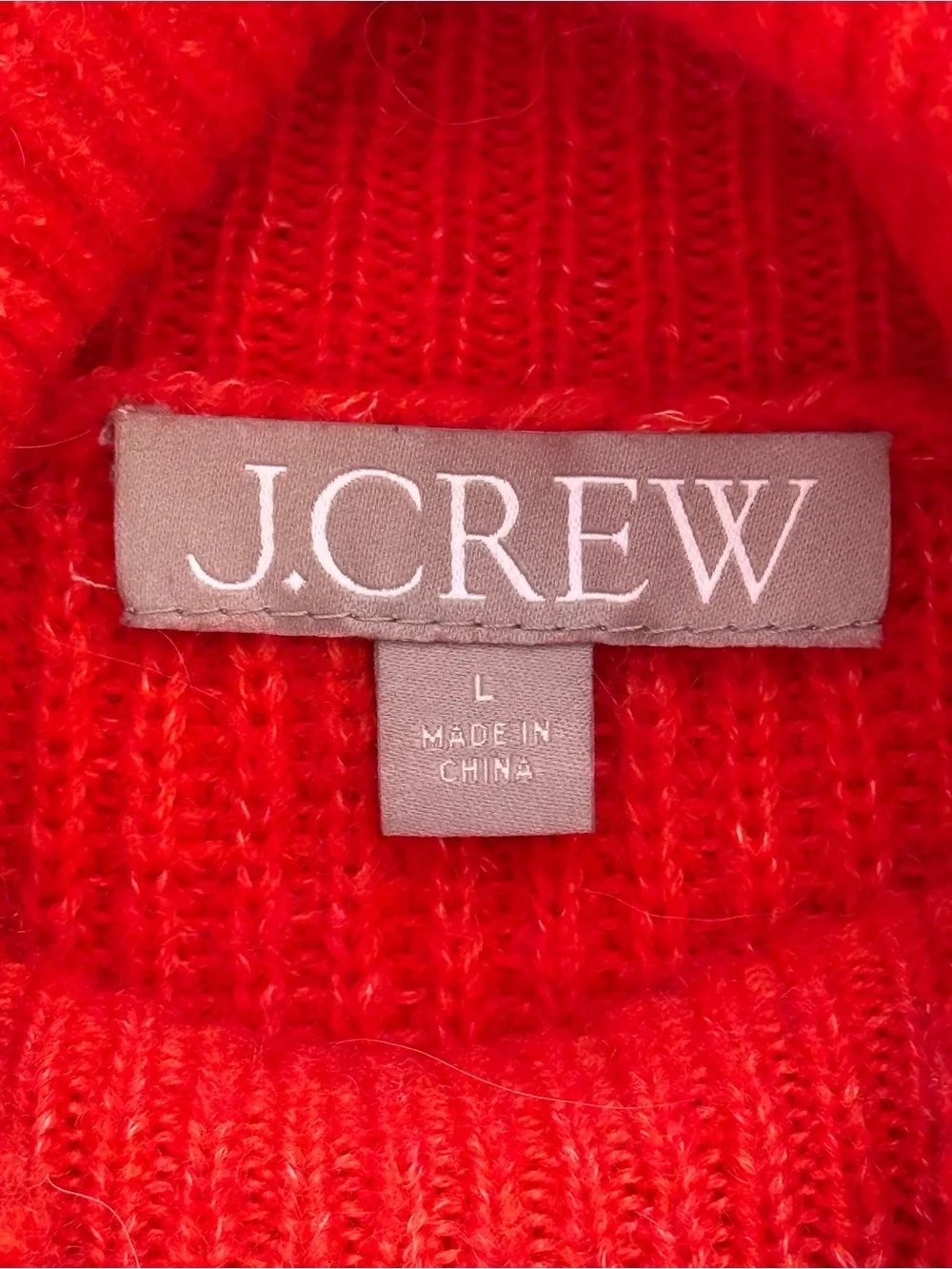J.Crew Red Turtleneck Sweater Alpaca Merino Wool Blend Size L Cozy Warm